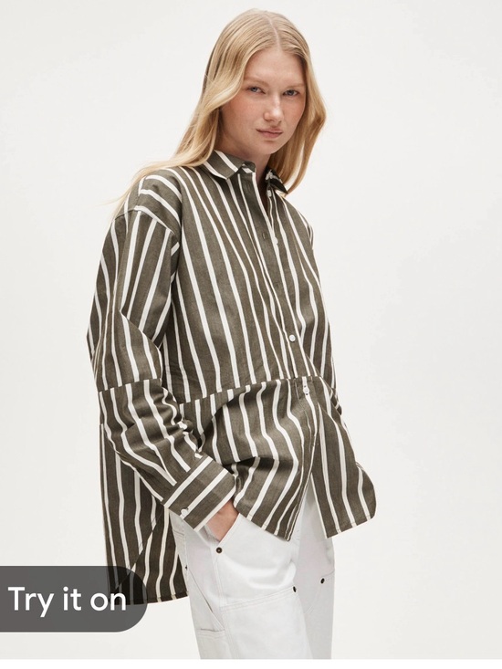 J. Crew Tops - NWT J Crew Étienne oversized shirt in offset-stripe cotton poplin Sz XS